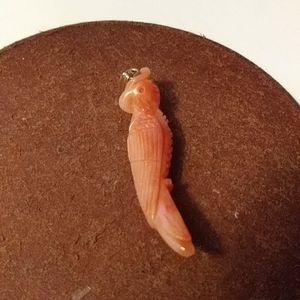 Vintage angel skin coral parrot pendant